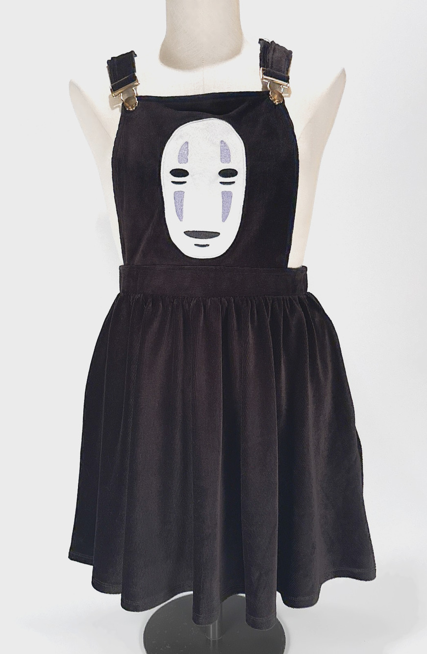 Studio Ghibli Spirited Away No Face Velvet Overall Skirtall Dress Med Halloween